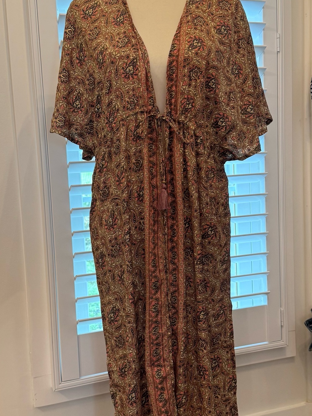 Paani Boho Paisley maxi kimono duster cover-up. One size fits most.